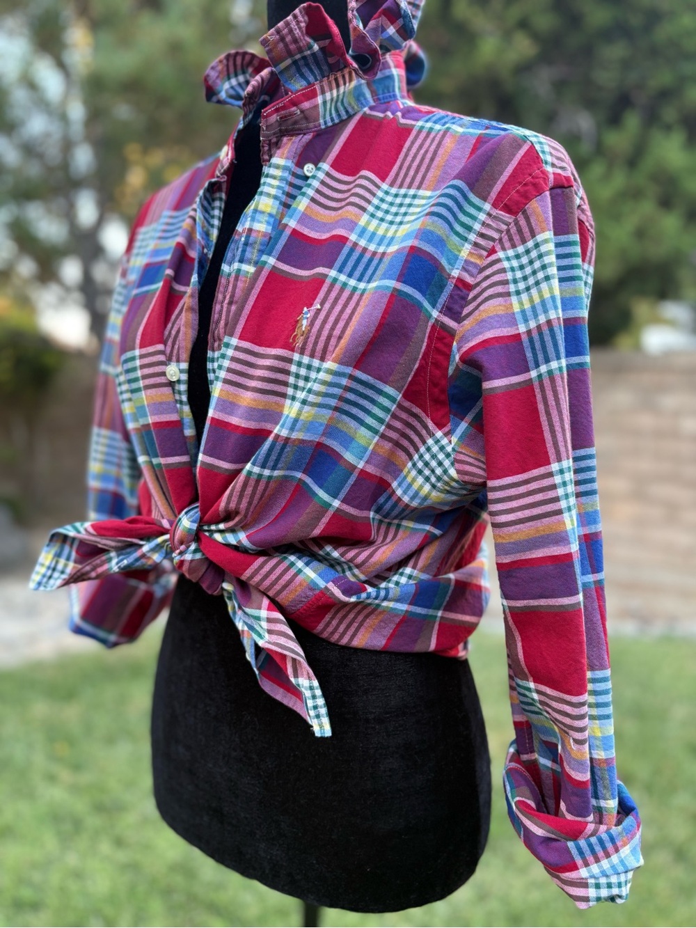 Reworked Ralph Lauren Red Plaid Button-Front - Picture 2 of 7